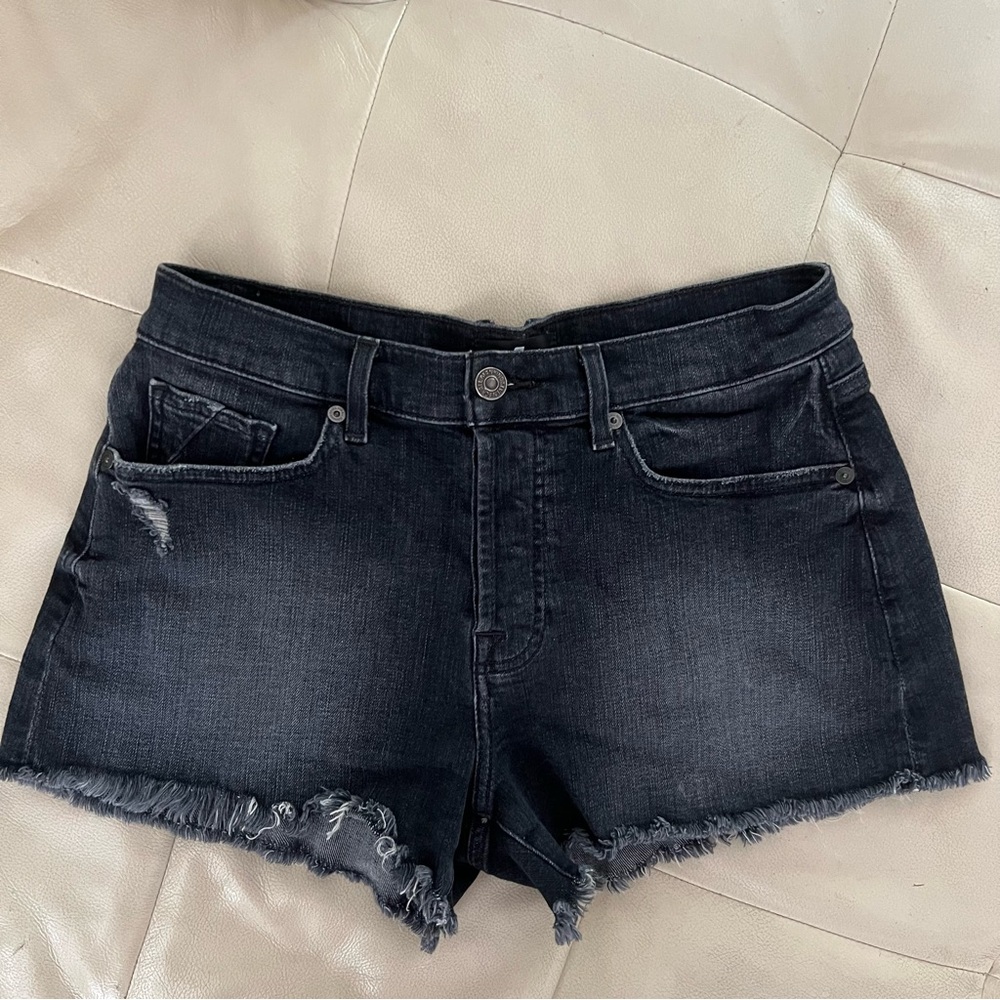 7 For All Mankind Monroe High Rise Cutoff Jean Shorts in Eclipse Black- Size 28